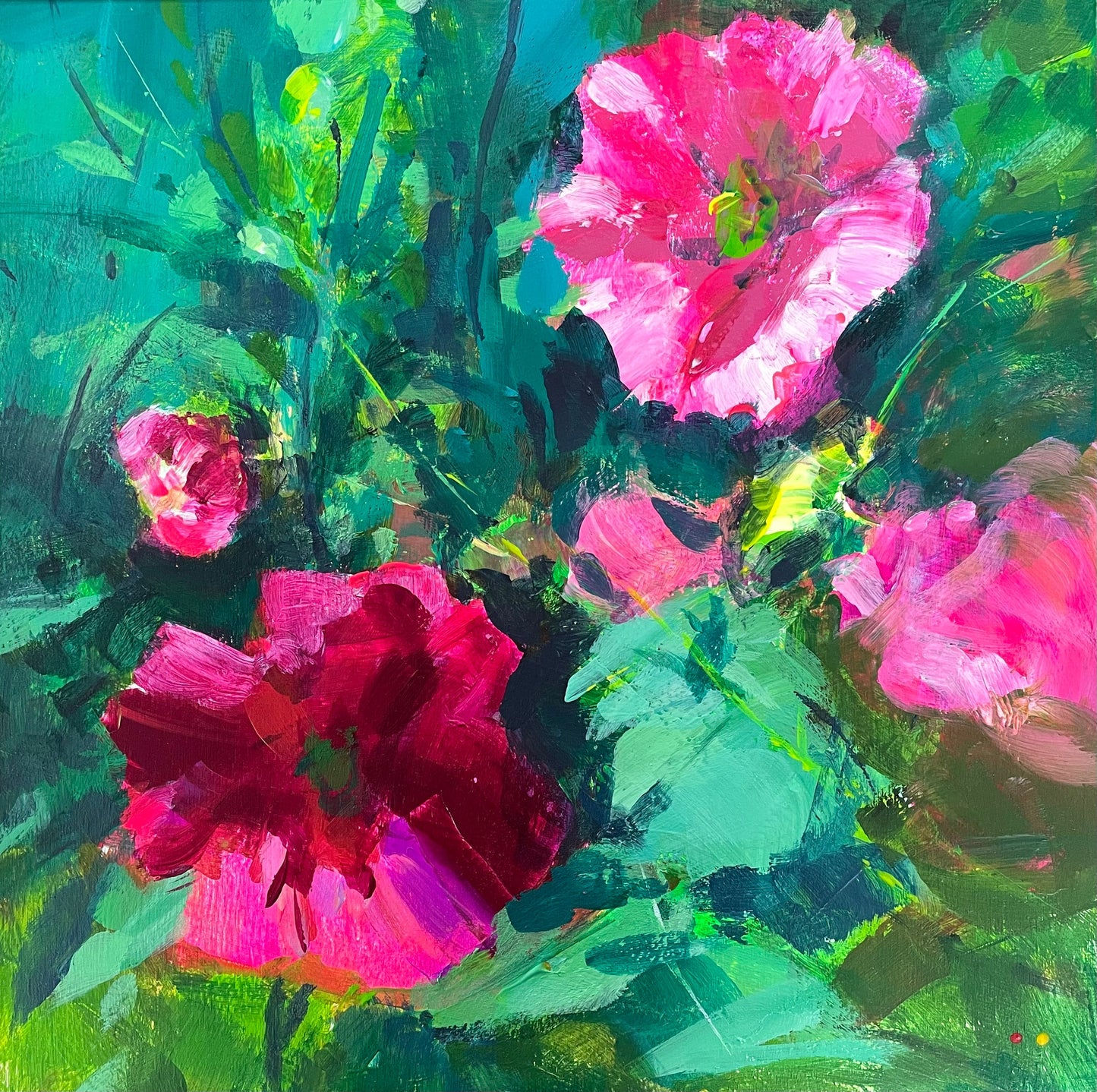 Hollyhocks In India by Andrew Judd