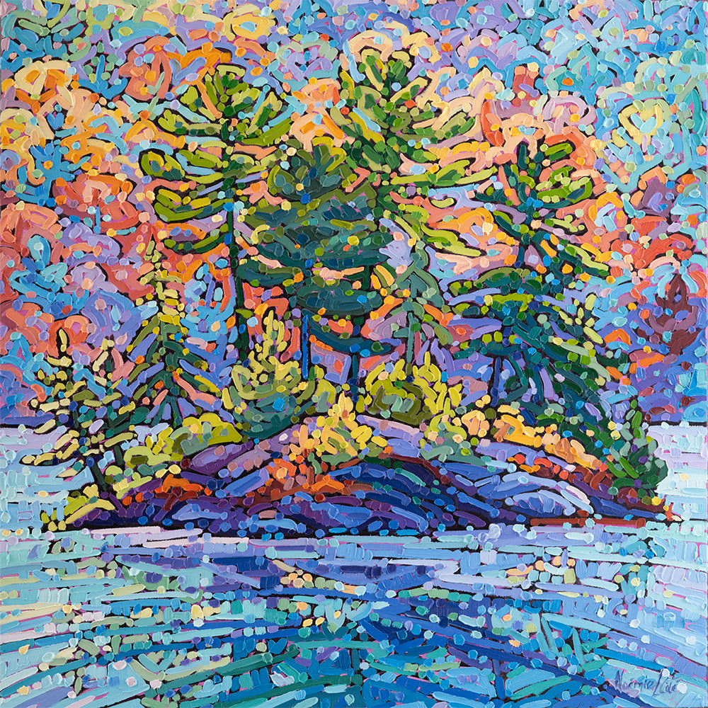 Lakeside Island In The Heart Of Fall by Noemie Cote