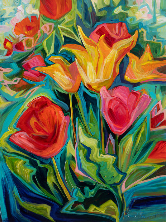 Tulip Bed In Late Spring by Julia Veenstra