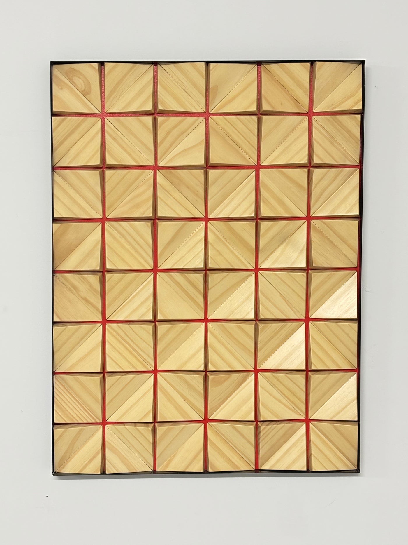 Chris Smith - 8. Red Background Squares, Black Metal Frame